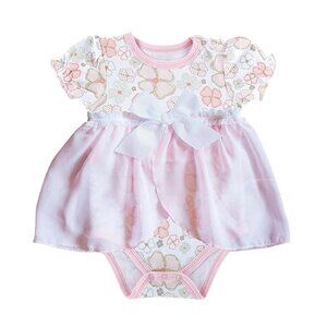 Stephan Baby Pink & White Playful Posies Diaper Cover Dress/NWT